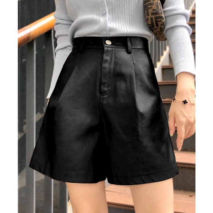 フェイクレザーショートパンツ ショート丈 ショーパン[品番