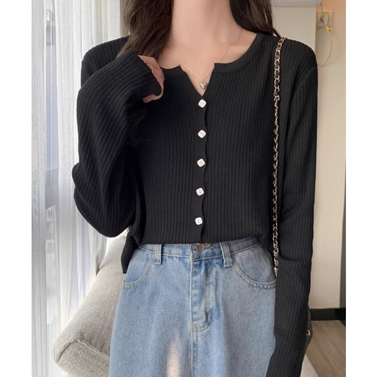 ラウンドネックリブカーディガン リブ編み ショート丈 | Riff | 詳細画像8 