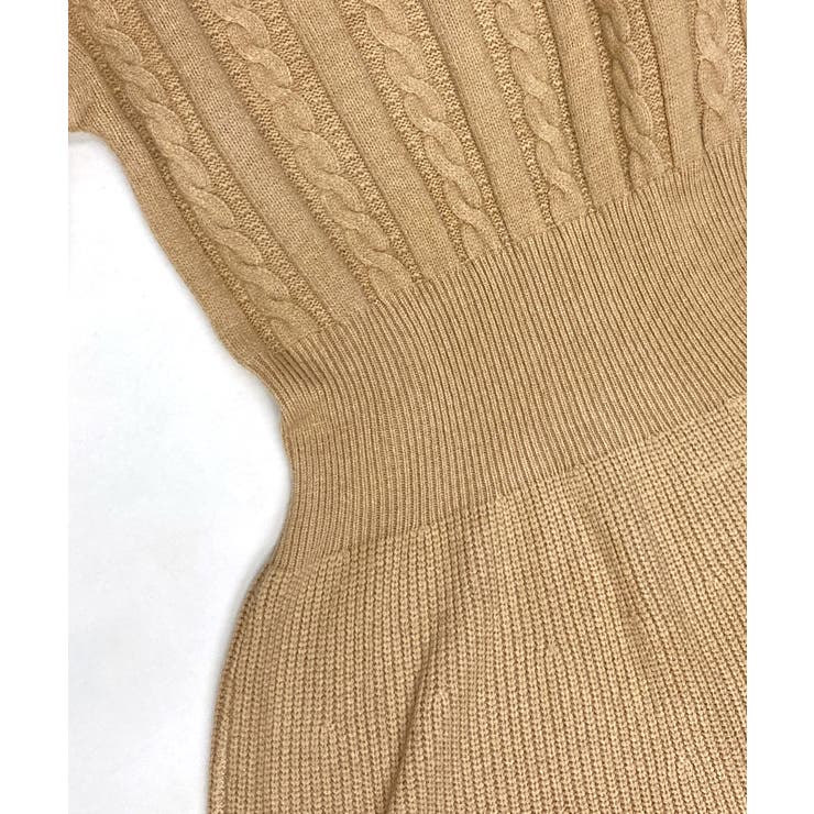 ケーブルニットワンピース ケーブル編み ミニワンピース[品番