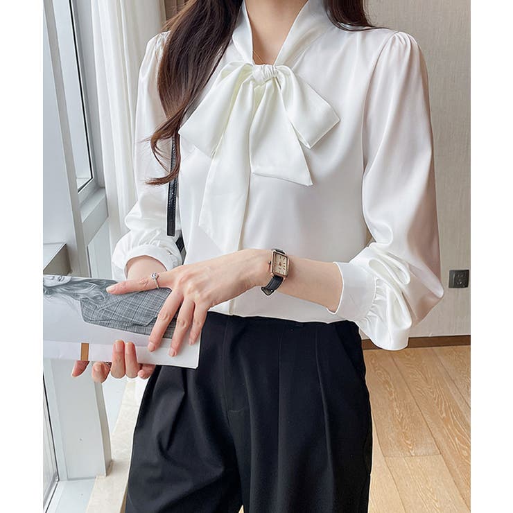 YSL イヴサンローラン ブラウス ストライプ ボウタイ リボン 36 イヴ 