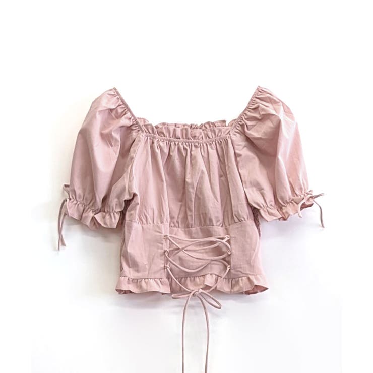 袖リボンスクエアネックトップス レースアップ パフスリーブ | Riff | 詳細画像39 