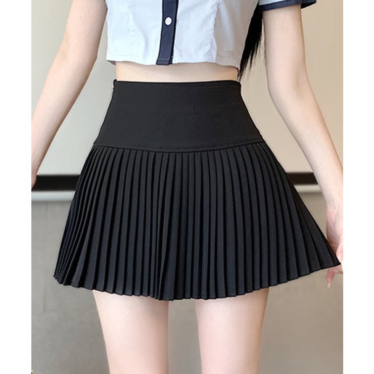 プリーツミニスカート インナーパンツ付き 細プリーツ[品番