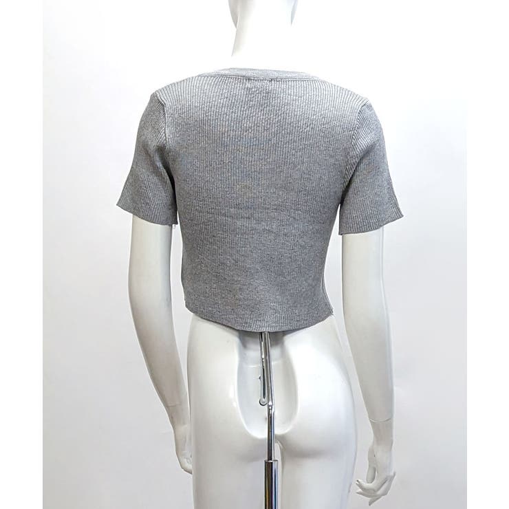 レースアップ半袖リブニット クロップド丈 リブ編み | Riff | 詳細画像31 