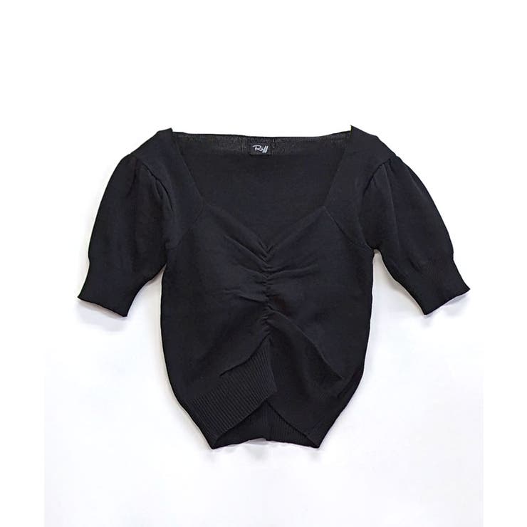 シャーリング半袖サマーニット ハートネック パフスリーブ | Riff | 詳細画像37 