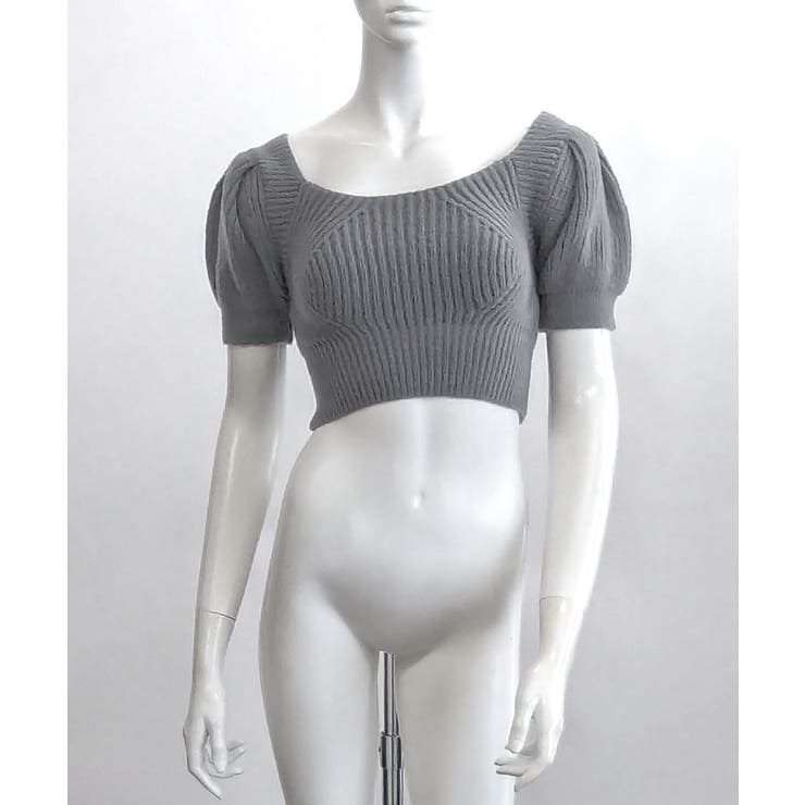 後ろリボントップス スクエアネック半袖ニット サマーニット | Riff | 詳細画像21 