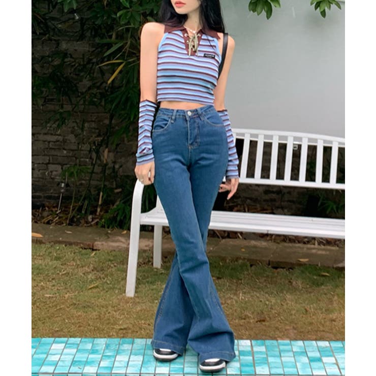 アームウォーマー付き トップス ボーダー | Riff | 詳細画像17 