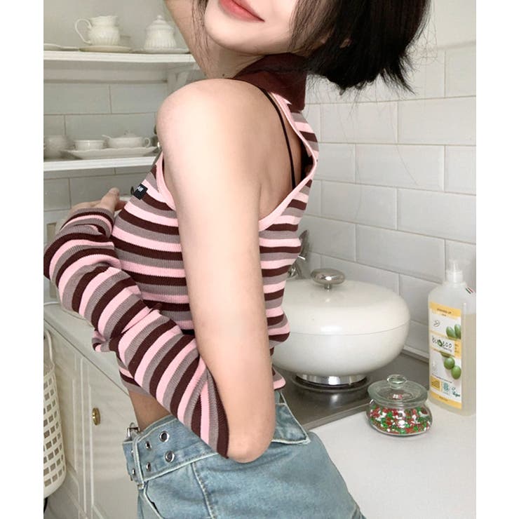 アームウォーマー付き トップス ボーダー | Riff | 詳細画像6 