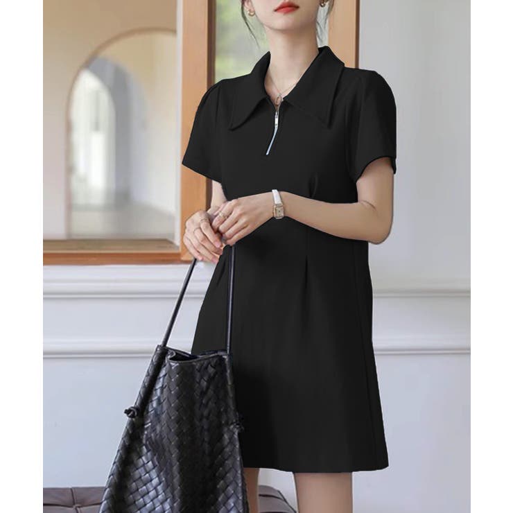 【CPG GOLF】美品♡ノースリーブワンピース ハーフジップ ブラック L CPG GOLF】美品♡ノースリーブワンピース ハーフジップ ブラック