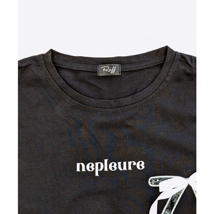 リボンロゴプリントTシャツ リボン付き ロゴプリント[品番
