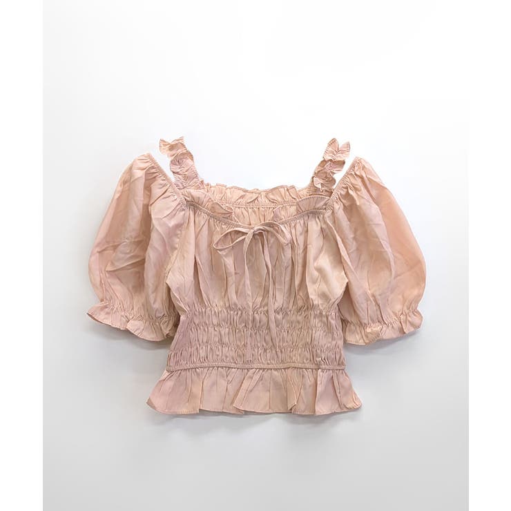 オフショルダーシャーリングトップス フリル パフスリーブ | Riff | 詳細画像24