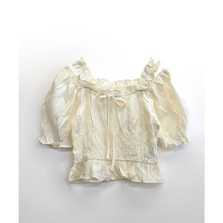 オフショルダーシャーリングトップス フリル パフスリーブ | Riff | 詳細画像22