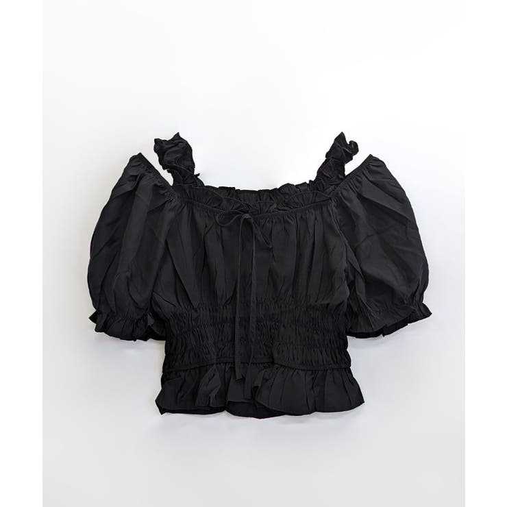 オフショルダーシャーリングトップス フリル パフスリーブ | Riff | 詳細画像23