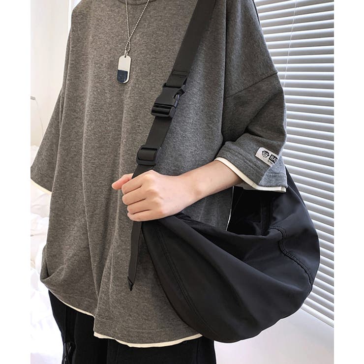 ブラック | ナイロンショルダーバッグ メッセンジャーバッグ ハーフムーンバッグ | Riff