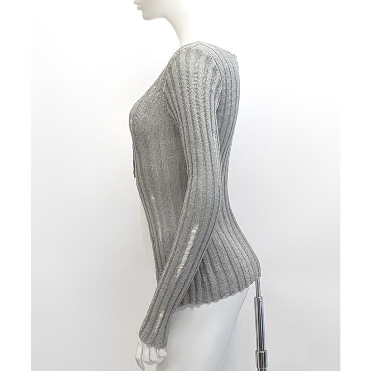 前ボタンダメージニット カーディガン ニットカーデ | Riff | 詳細画像21 