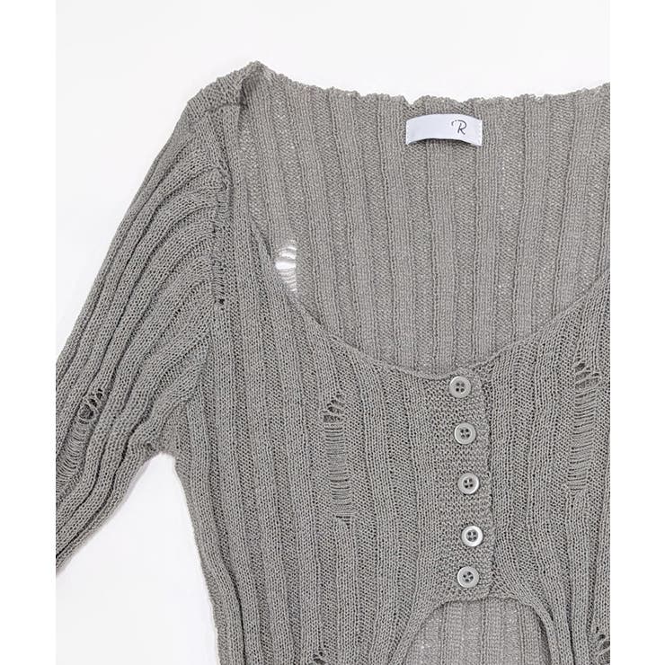 前ボタンダメージニット カーディガン ニットカーデ | Riff | 詳細画像23 