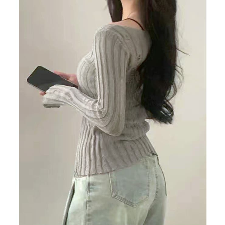 前ボタンダメージニット カーディガン ニットカーデ | Riff | 詳細画像5 