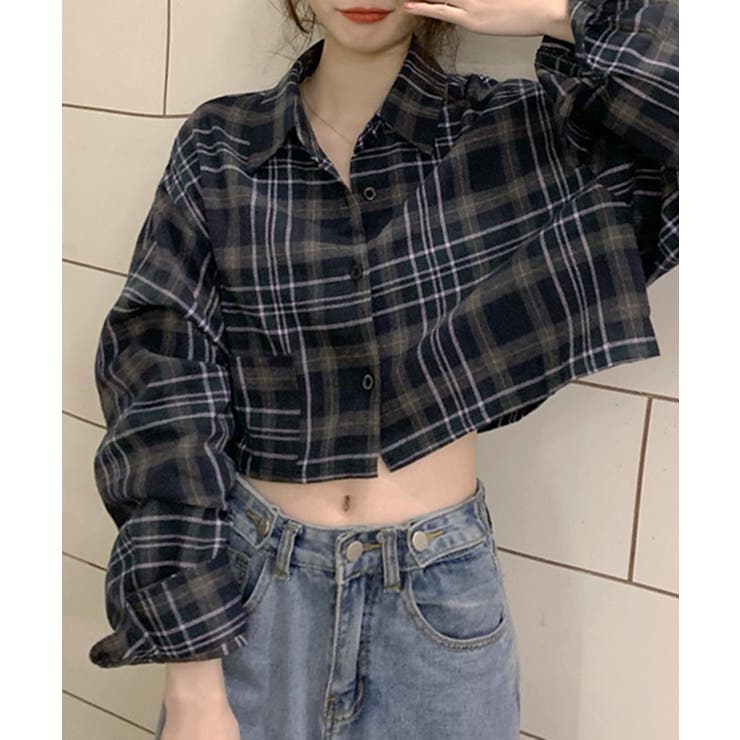 チェック柄ショート丈シャツ クロップド丈 ゆるシャツ | Riff | 詳細画像11 