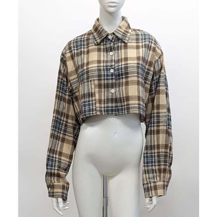 チェック柄ショート丈シャツ クロップド丈 ゆるシャツ | Riff | 詳細画像22 