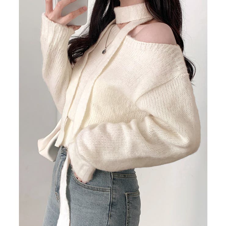 マフラー付きニット セーター ワンショルダー | Riff | 詳細画像3 