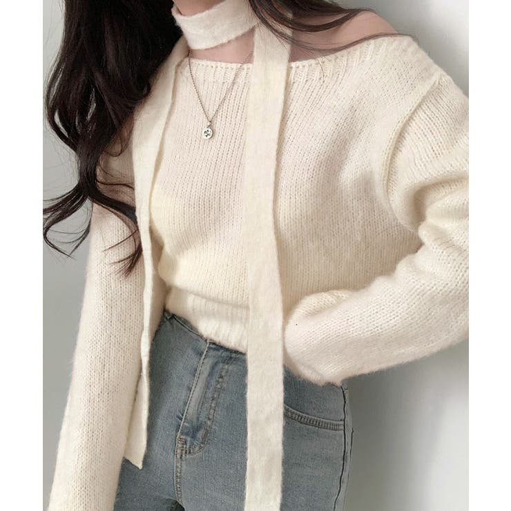 マフラー付きニット セーター ワンショルダー | Riff | 詳細画像5 