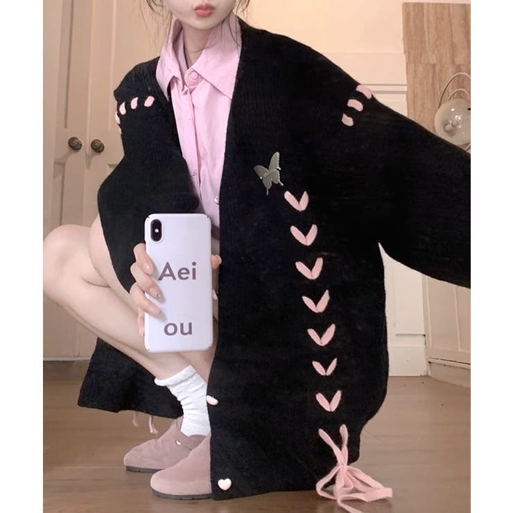 レースアップリボンカーディガン ニット セーター | Riff | 詳細画像14 