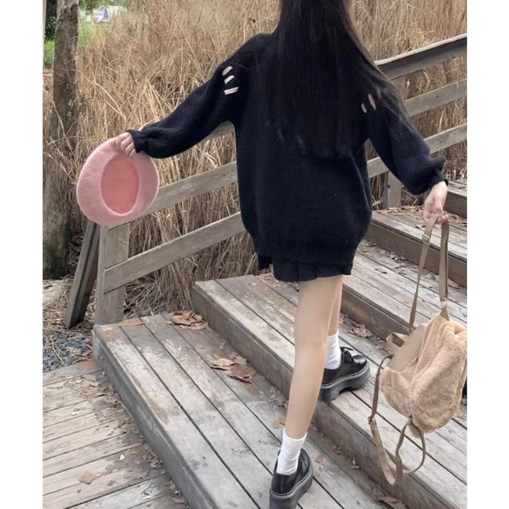 レースアップリボンカーディガン ニット セーター | Riff | 詳細画像17 