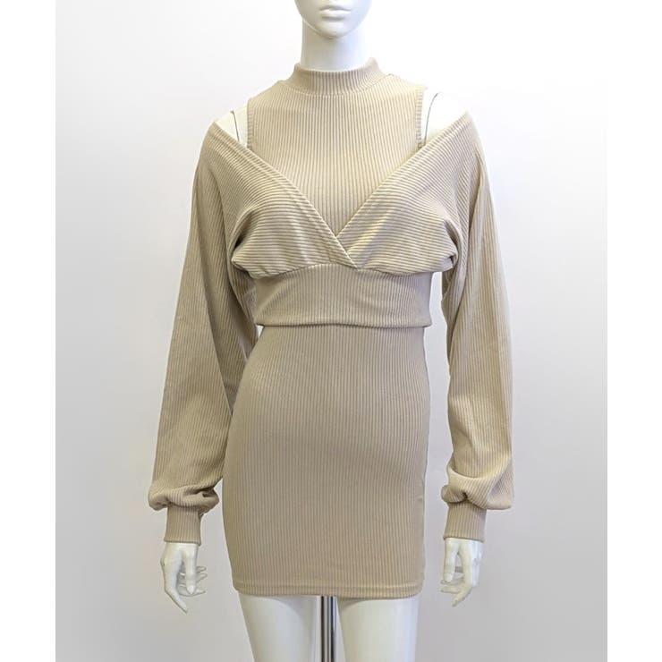 ハイネックノースリーブワンピース+オフショルダーショートニット レイヤード | Riff | 詳細画像14 