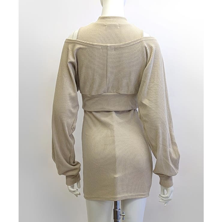 ハイネックノースリーブワンピース+オフショルダーショートニット レイヤード | Riff | 詳細画像16 