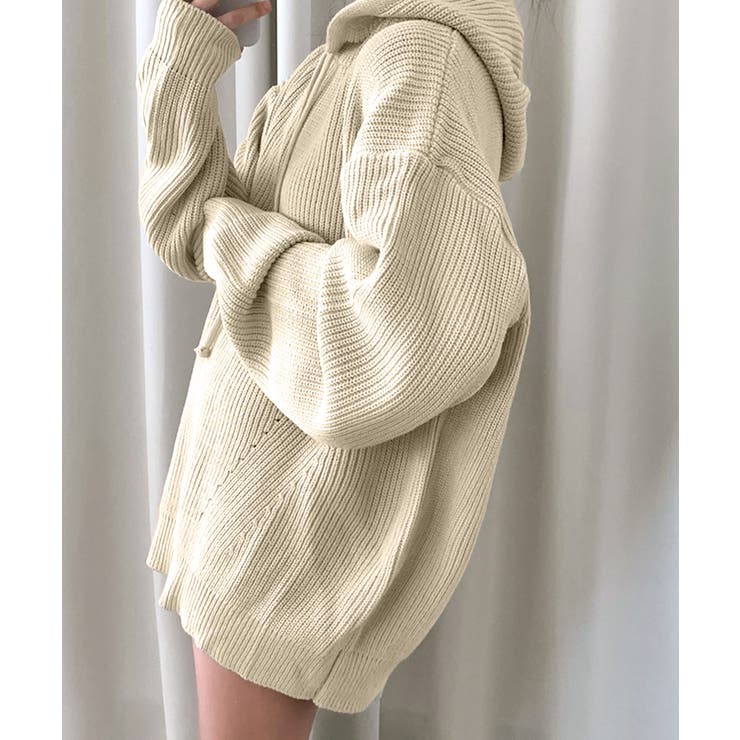 リブニットパーカー セーター フード | Riff | 詳細画像10 