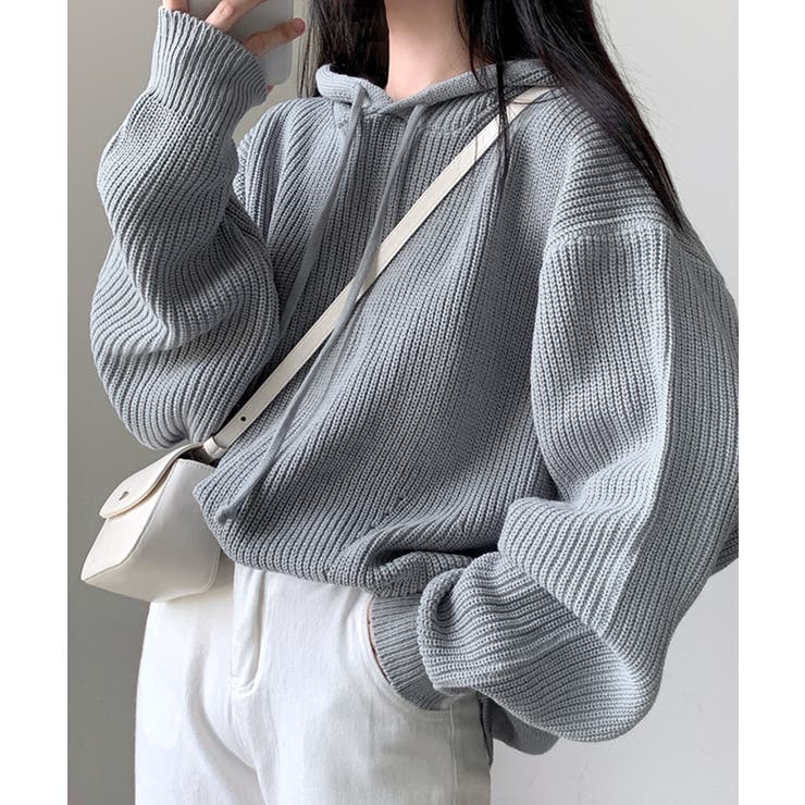 リブニットパーカー セーター フード | Riff | 詳細画像15 