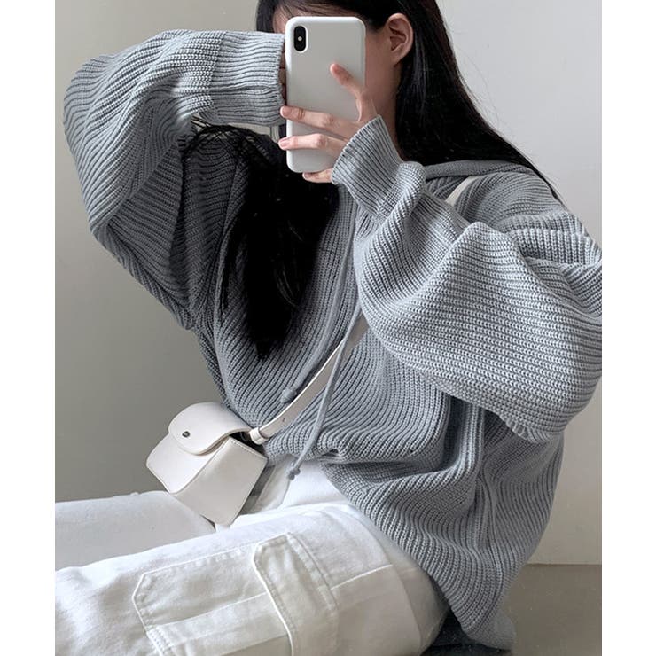 リブニットパーカー セーター フード | Riff | 詳細画像16 