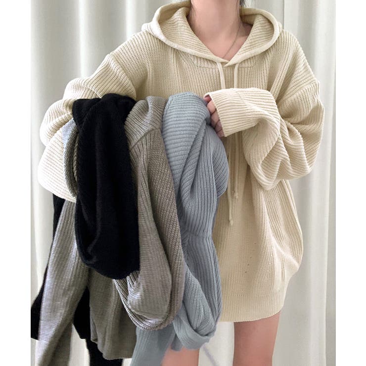 リブニットパーカー セーター フード | Riff | 詳細画像7 