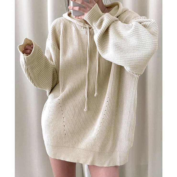 リブニットパーカー セーター フード | Riff | 詳細画像8 