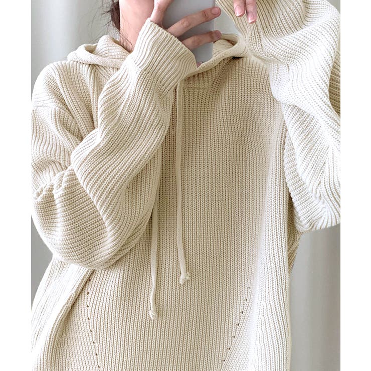 リブニットパーカー セーター フード | Riff | 詳細画像9 