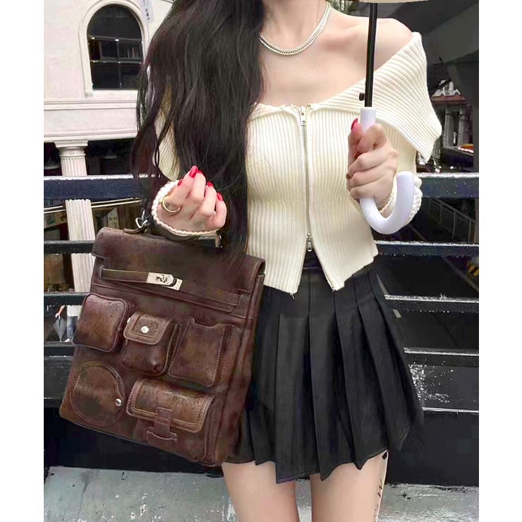 オフショルダブルジップリブニット リブ編み セーター | Riff | 詳細画像20 