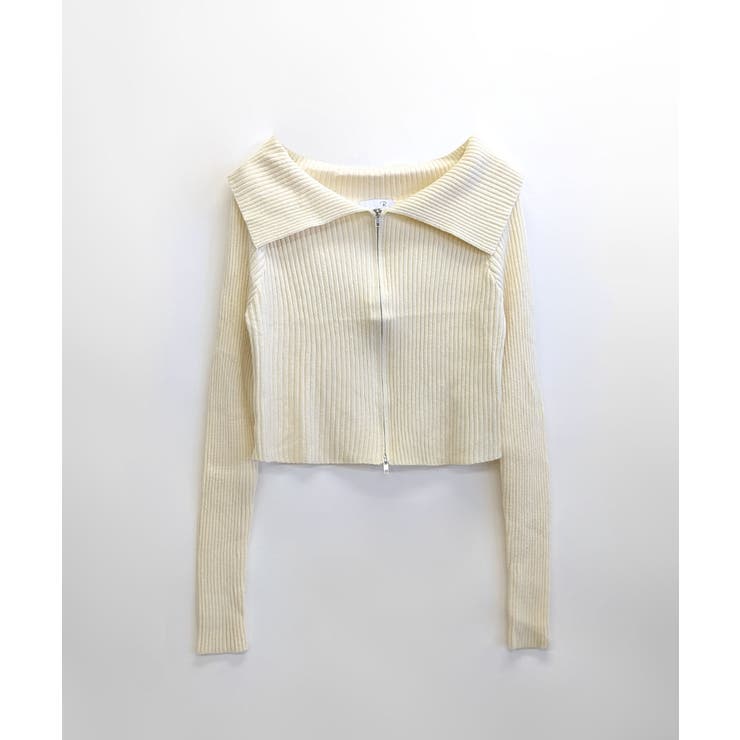 オフショルダブルジップリブニット リブ編み セーター | Riff | 詳細画像30 