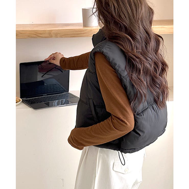 新品 Ritzy ダウンベスト ノーカラー ショート丈 中綿ベスト L ダウンベスト ベスト ノーカラー ショート丈 エコダウンベスト