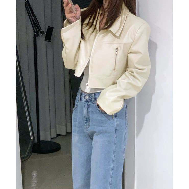 フェイクレザージャケット ショート丈 ライダース[品番：NETW0002068