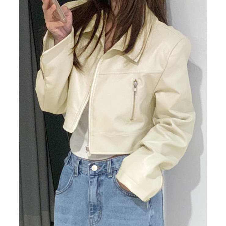 フェイクレザージャケット ショート丈 ライダース[品番