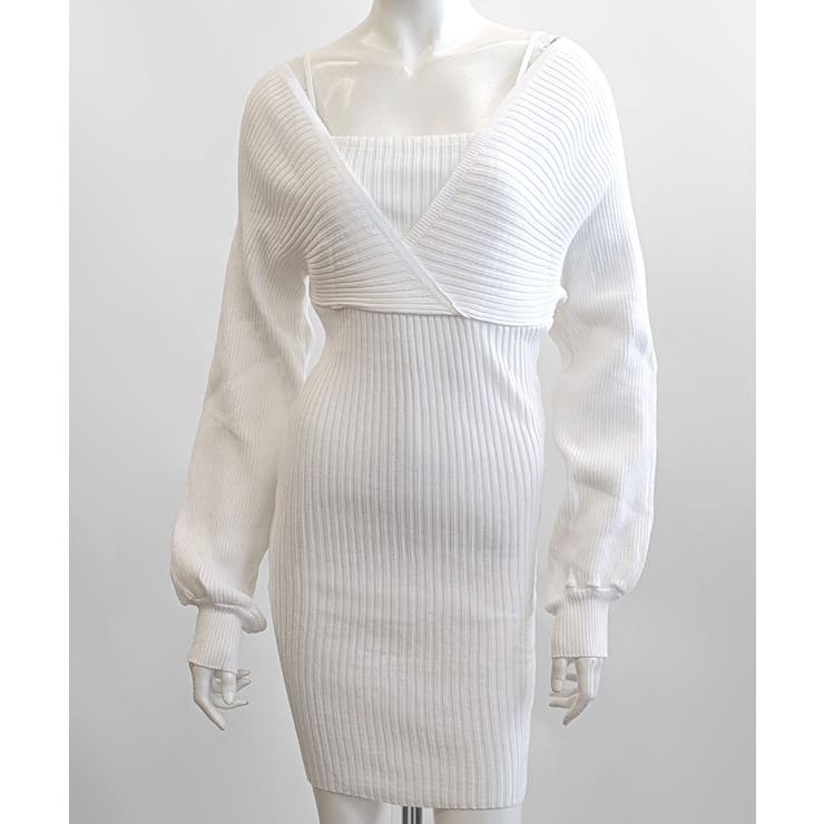 アンサンブル風リブニットワンピース バックリボン カシュクールワンピース | Riff | 詳細画像20 