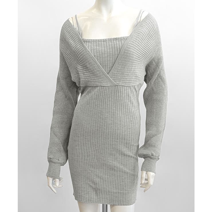 アンサンブル風リブニットワンピース バックリボン カシュクールワンピース | Riff | 詳細画像21 