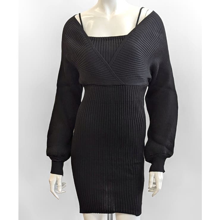 アンサンブル風リブニットワンピース バックリボン カシュクールワンピース | Riff | 詳細画像22 