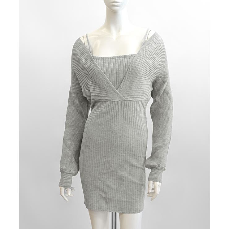 アンサンブル風リブニットワンピース バックリボン カシュクールワンピース | Riff | 詳細画像23 
