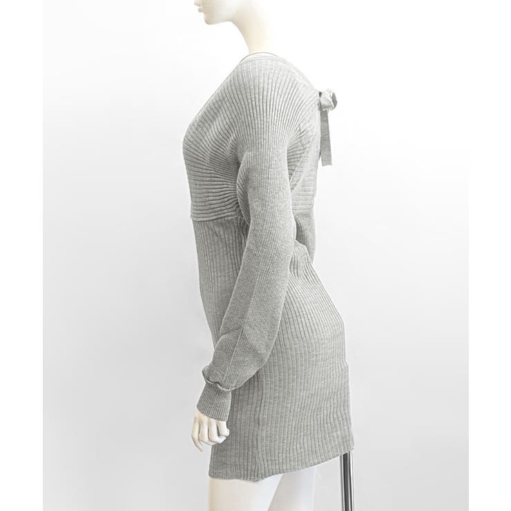 アンサンブル風リブニットワンピース バックリボン カシュクールワンピース | Riff | 詳細画像24 