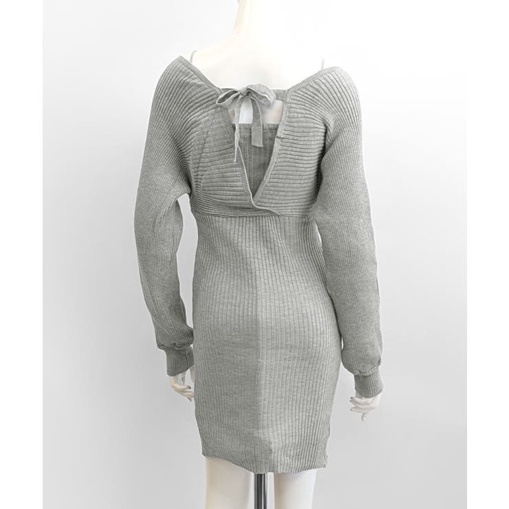 アンサンブル風リブニットワンピース バックリボン カシュクールワンピース | Riff | 詳細画像25 