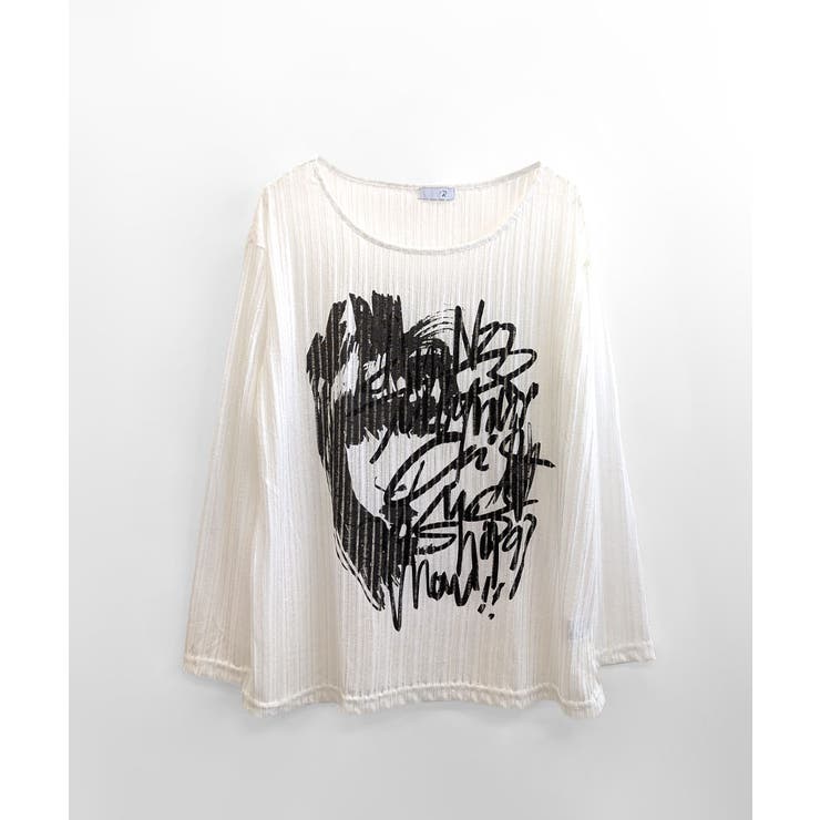 透かし編みロゴプリントTシャツ ロンT シアー | Riff | 詳細画像13 