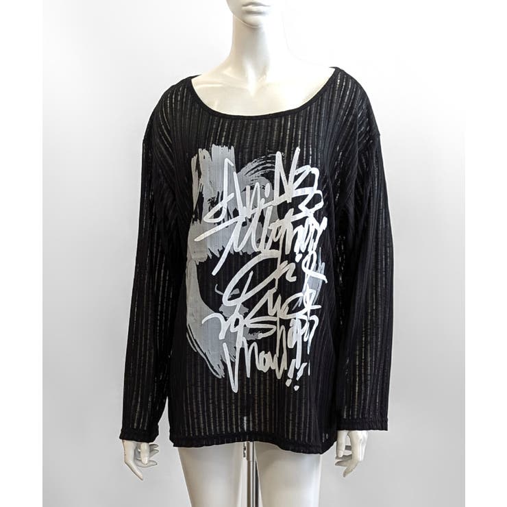 透かし編みロゴプリントTシャツ ロンT シアー | Riff | 詳細画像15 