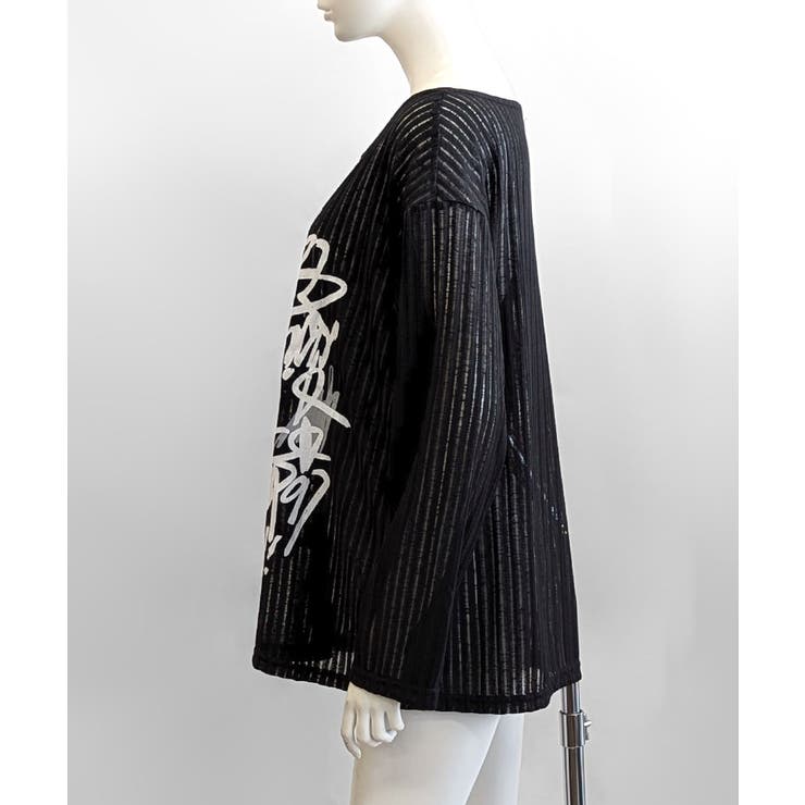 透かし編みロゴプリントTシャツ ロンT シアー | Riff | 詳細画像16 