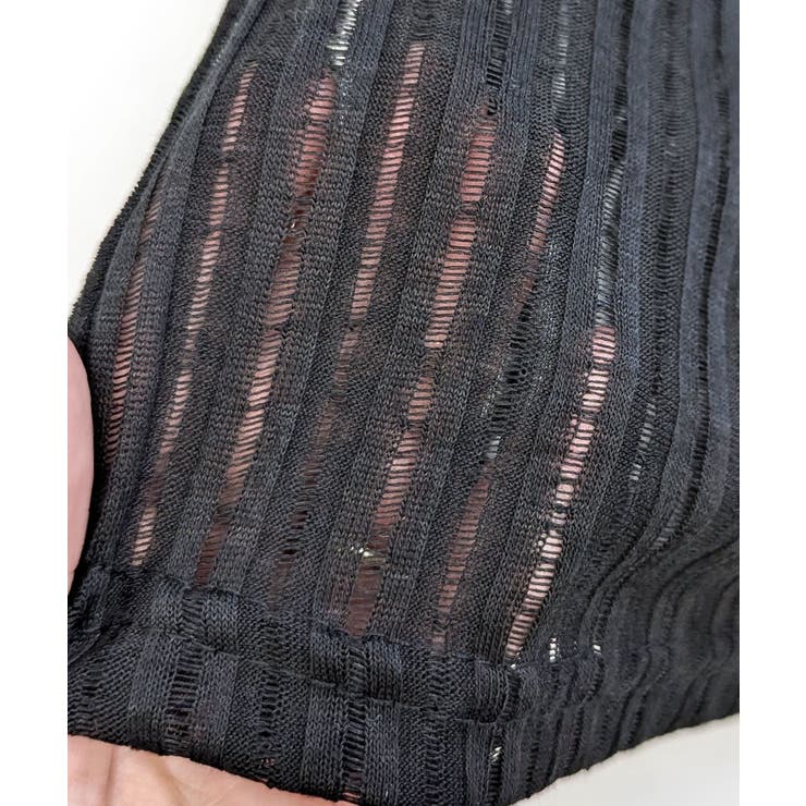 透かし編みロゴプリントTシャツ ロンT シアー | Riff | 詳細画像22 