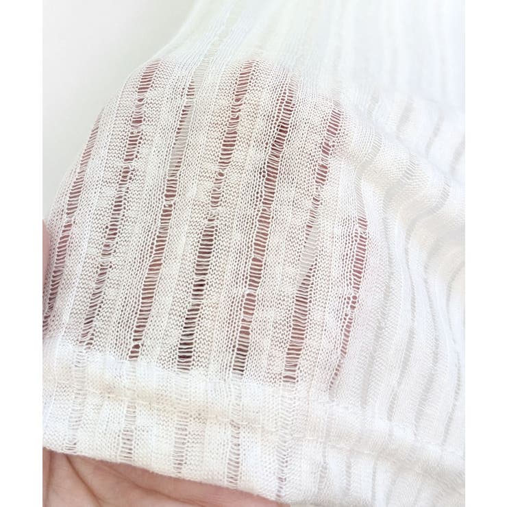 透かし編みロゴプリントTシャツ ロンT シアー | Riff | 詳細画像23 